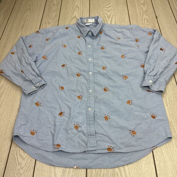 90's Vintage Women's Casey Colman Bear Paw Embroidered Button Down‎ M/L - Picture 1 of 8